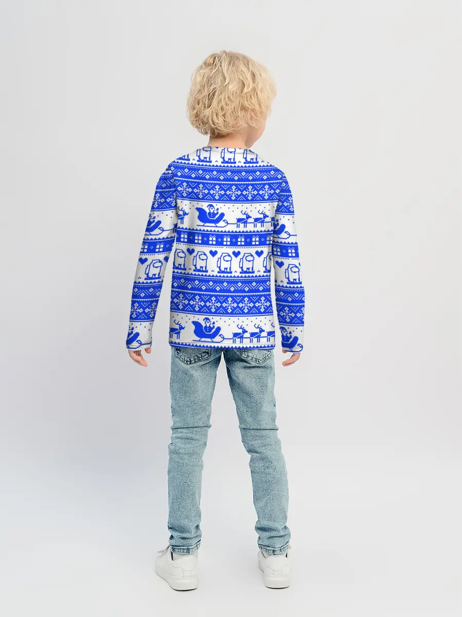 Детский лонгслив / AMONG US НОВОГОДНИЙ УЗОР