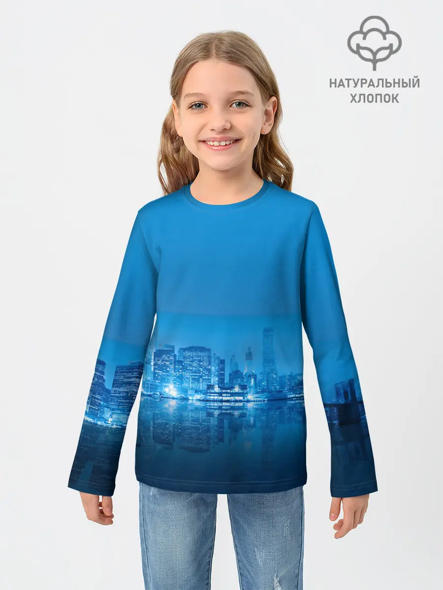 Детский лонгслив / вид на ночной мегаполис