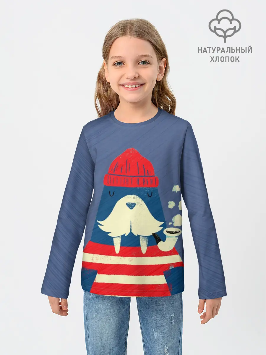 Детский лонгслив / Морж