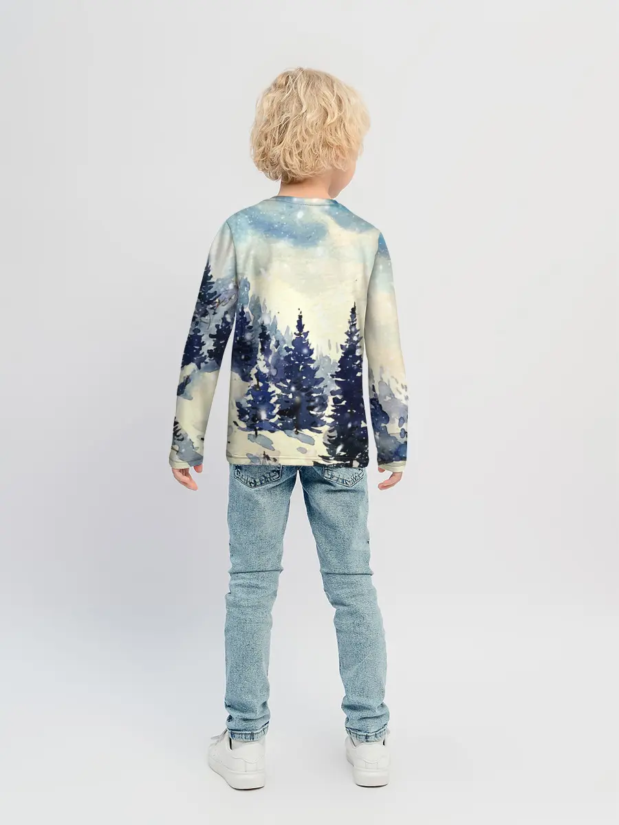 Детский лонгслив / Зимний Майнкрафт