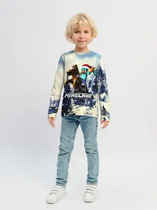 Детский лонгслив / Зимний Майнкрафт