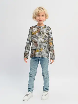 Детский лонгслив / желто-серый каменный узор