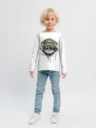 Детский лонгслив / Крутой кот