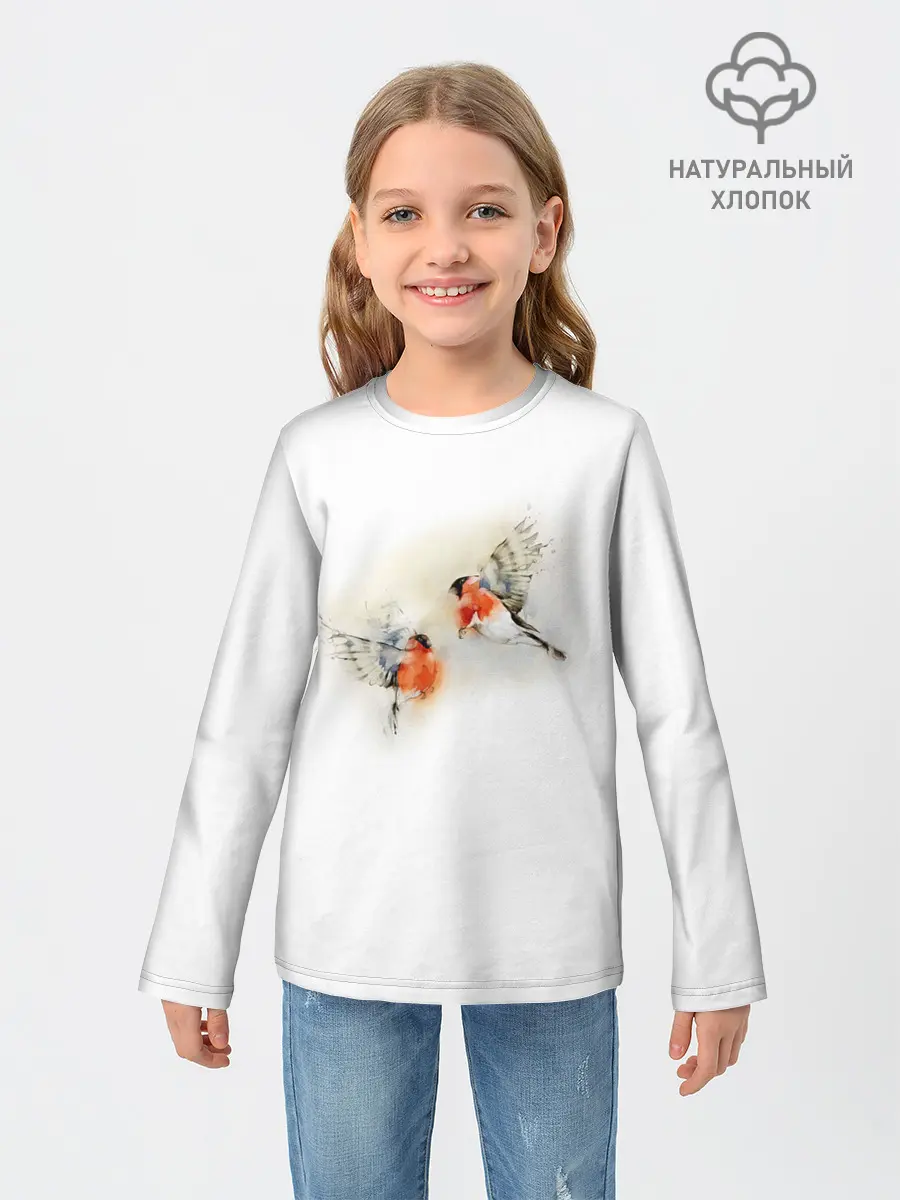 Детский лонгслив / Снегири
