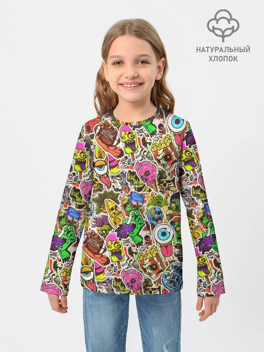 Детский лонгслив / Граффити монстров