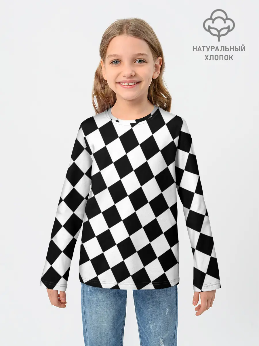 Детский лонгслив / Клетки