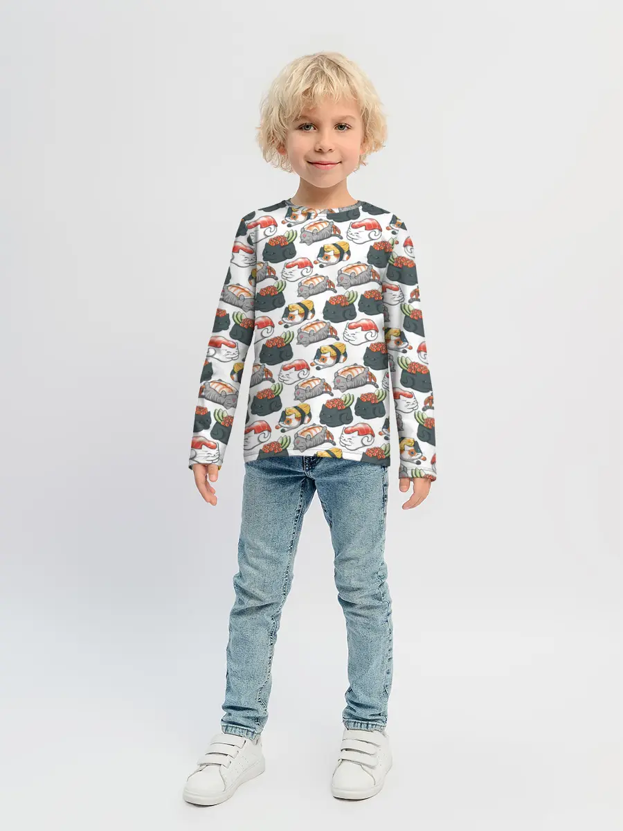 Детский лонгслив / Котики | Суши