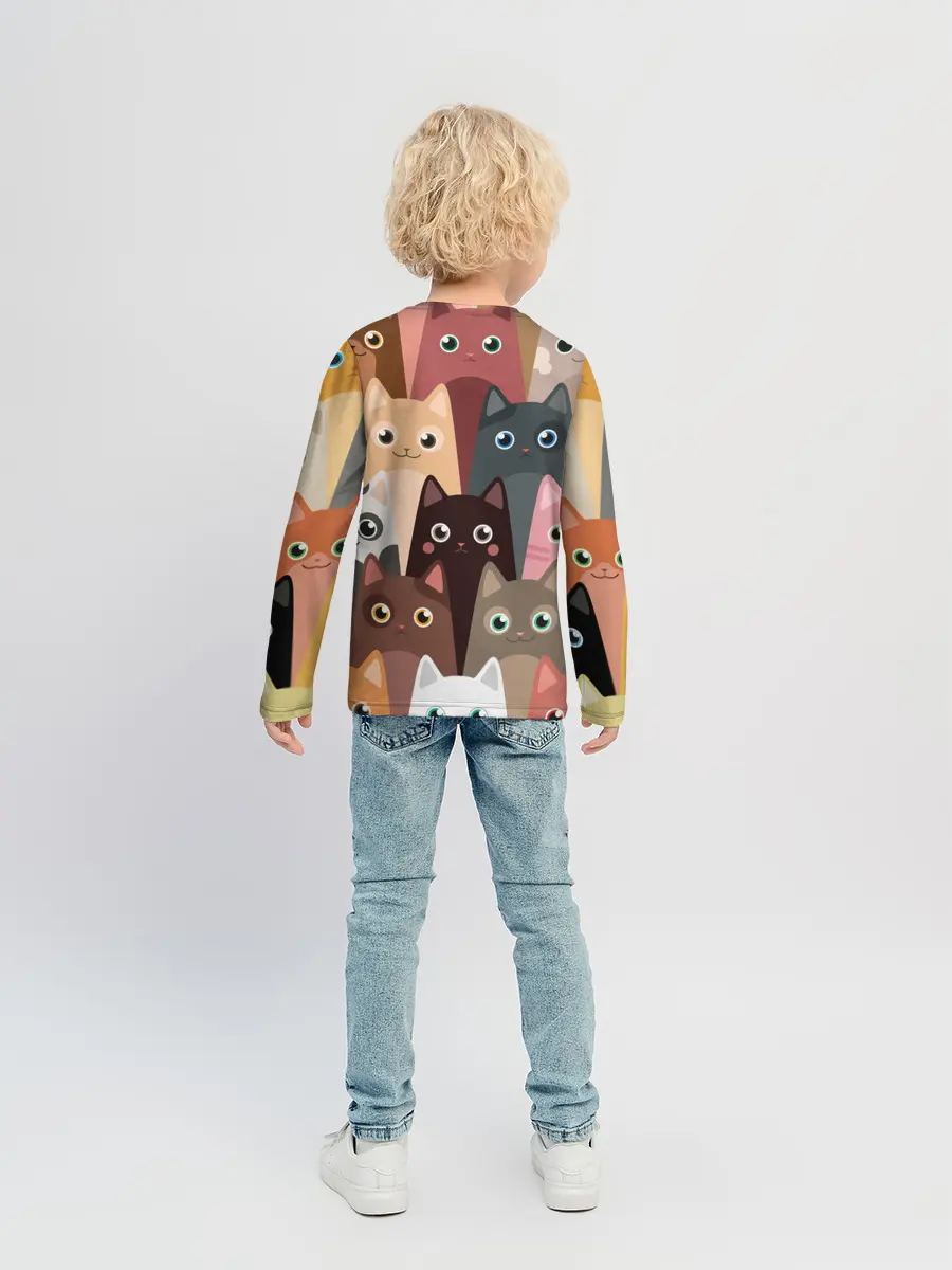 Детский лонгслив / Котики мультяшные