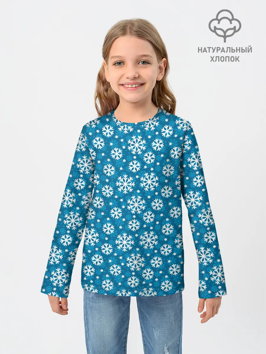 Детский лонгслив / Снежинки