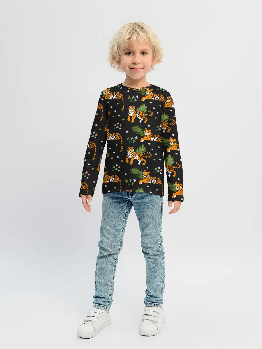 Детский лонгслив / Tigers | Тигровый Паттерн