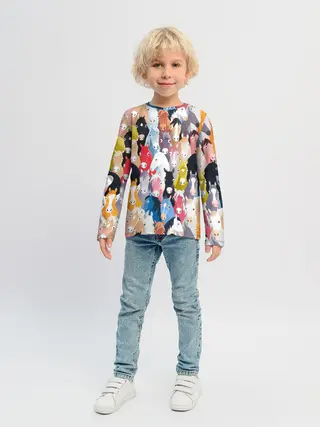 Детский лонгслив / цветные лошади