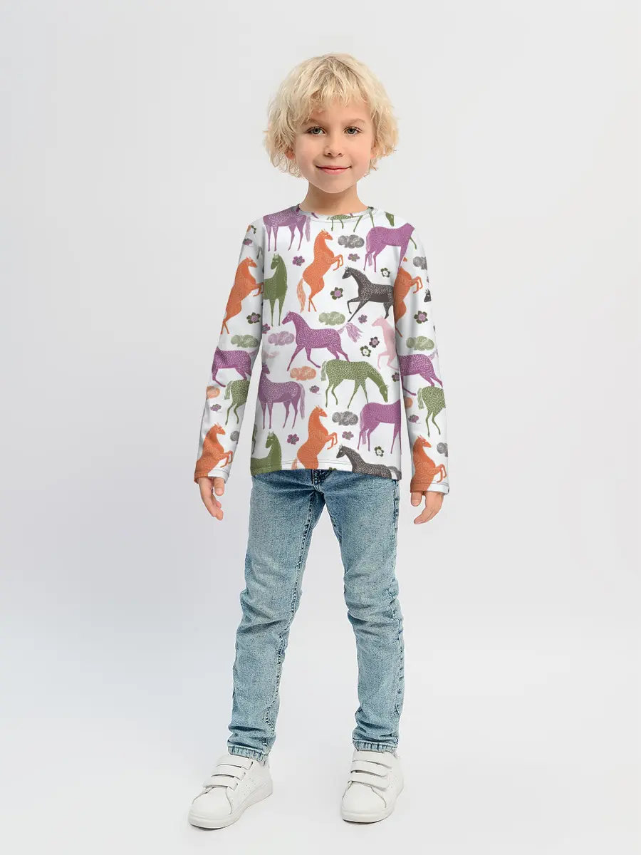 Детский лонгслив / лошадки