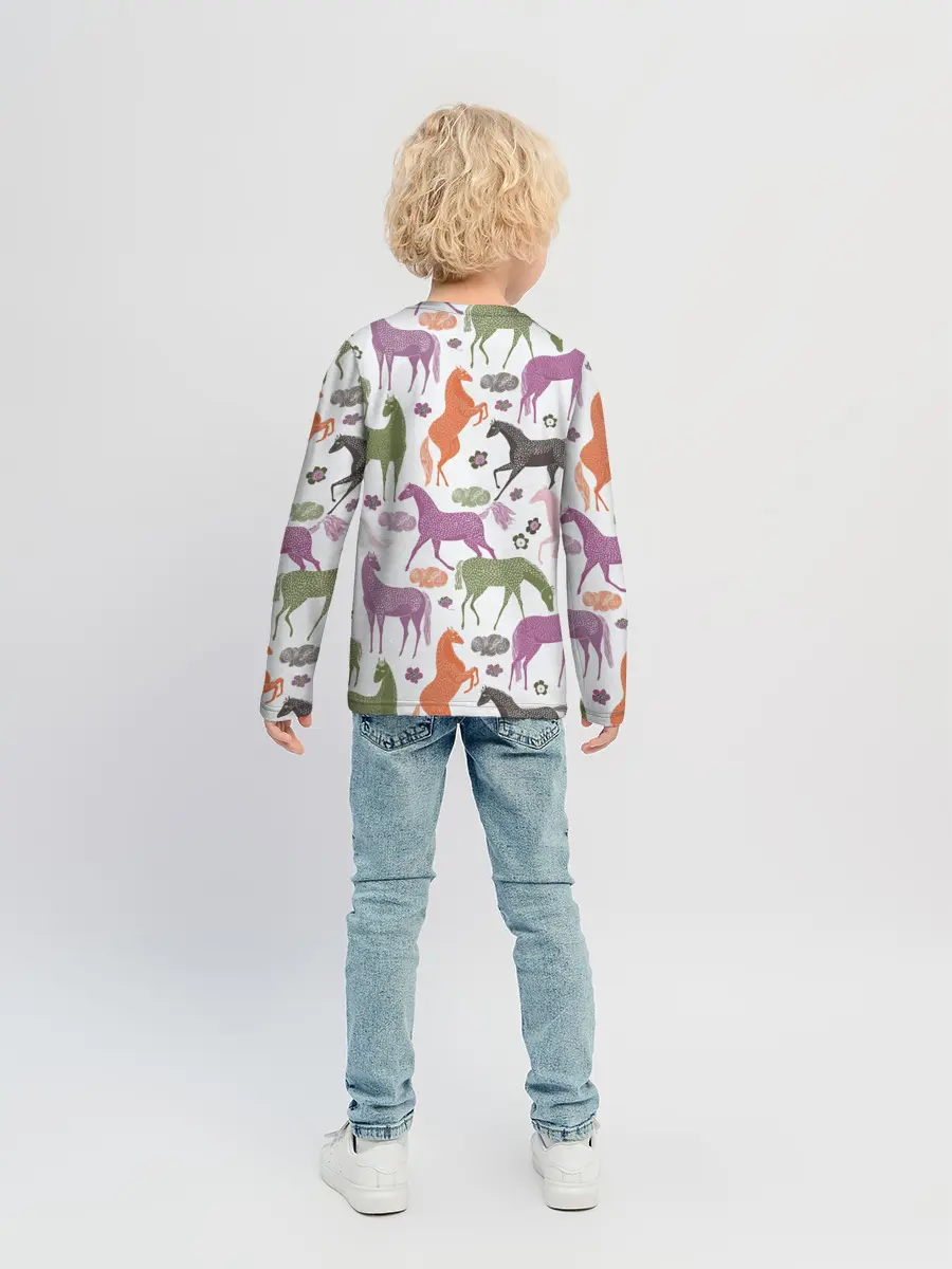 Детский лонгслив / лошадки