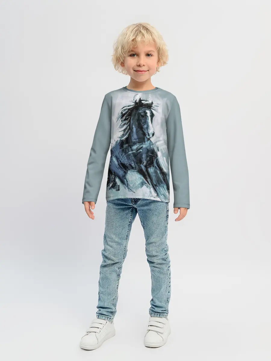 Детский лонгслив / нарисованный конь