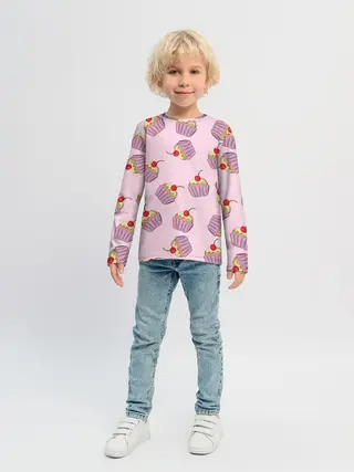 Детский лонгслив / Капкейки на розовом
