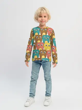 Детский лонгслив / Разноцветные совы