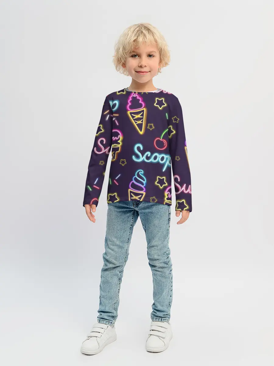 Детский лонгслив / Мороженное неон