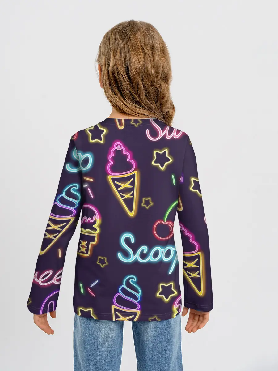 Детский лонгслив / Мороженное неон