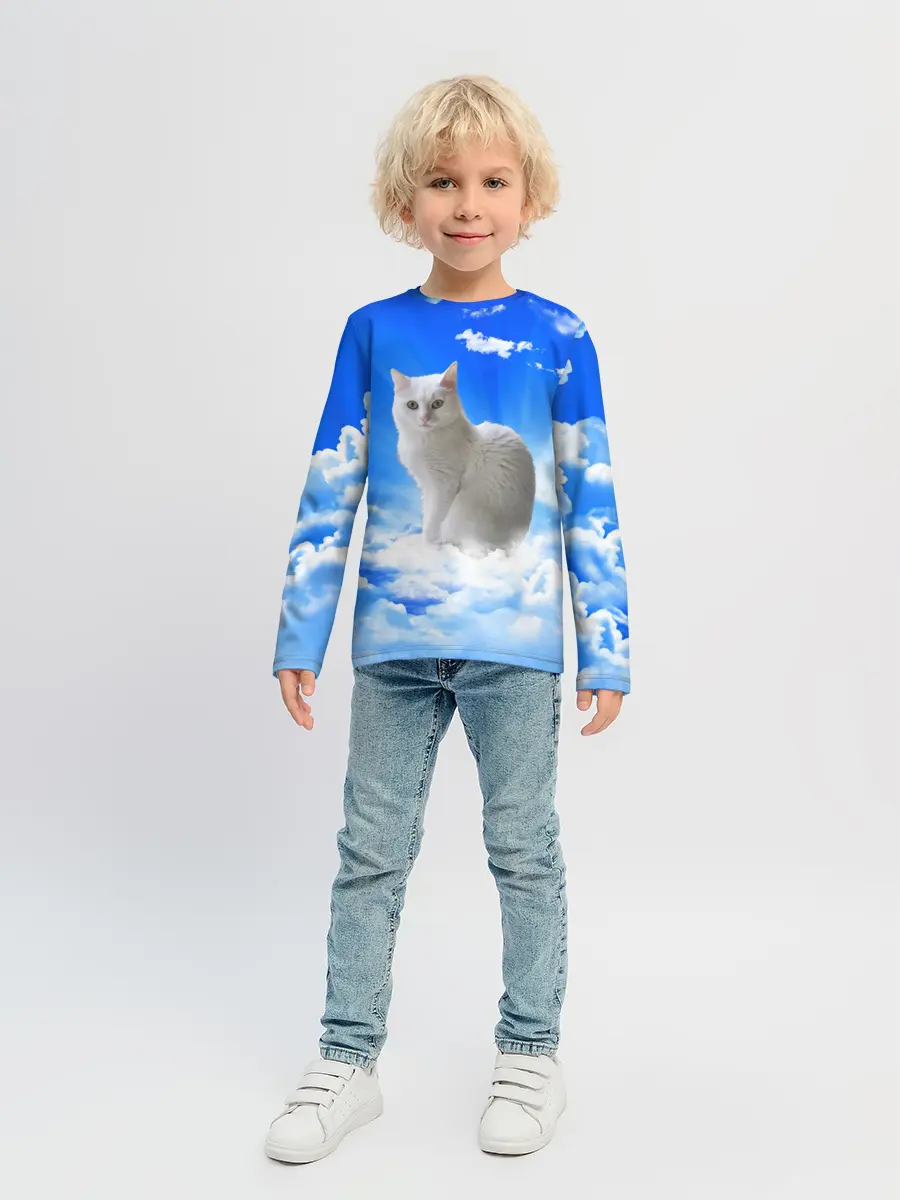 Детский лонгслив / Кот в облаках