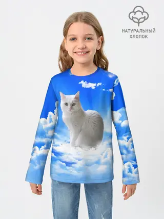 Детский лонгслив / Кот в облаках