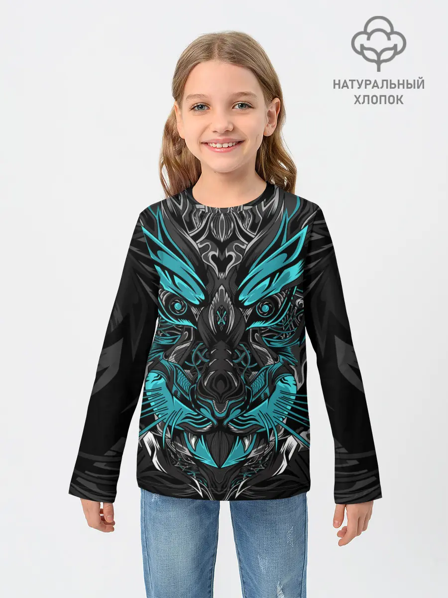 Детский лонгслив / Абстракция тигр