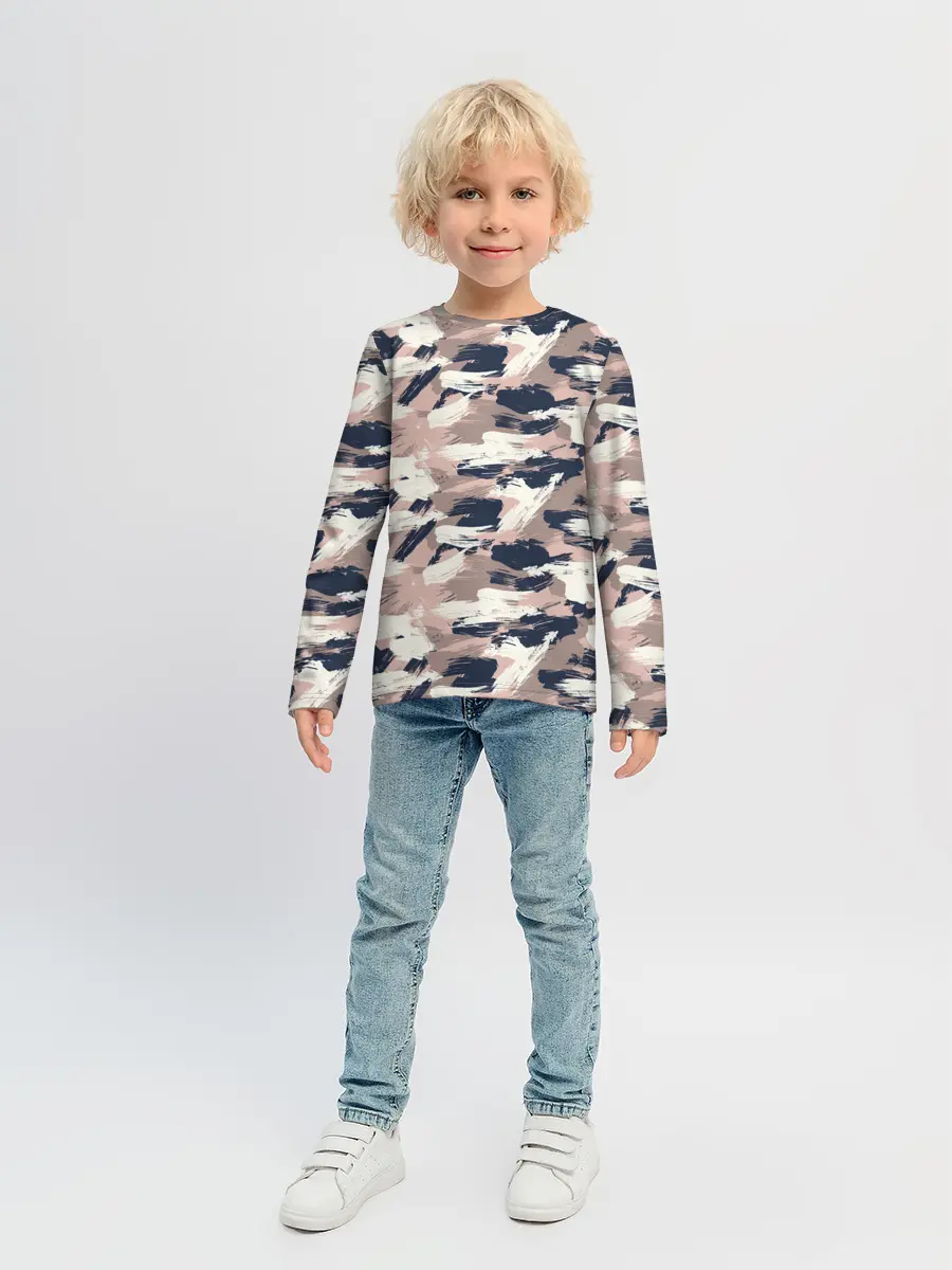 Детский лонгслив / Кремовый камуфляж
