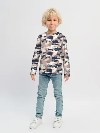 Детский лонгслив / Кремовый камуфляж