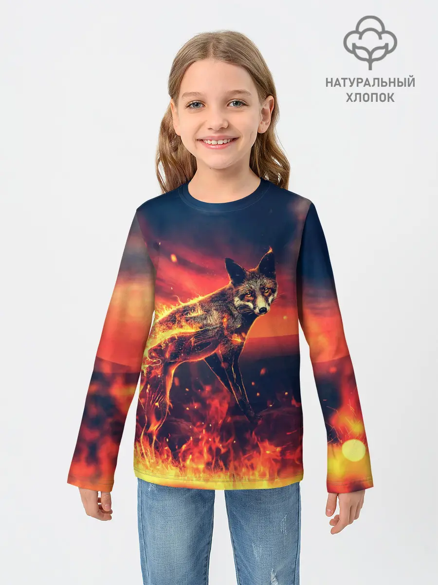 Детский лонгслив / Огненная лиса