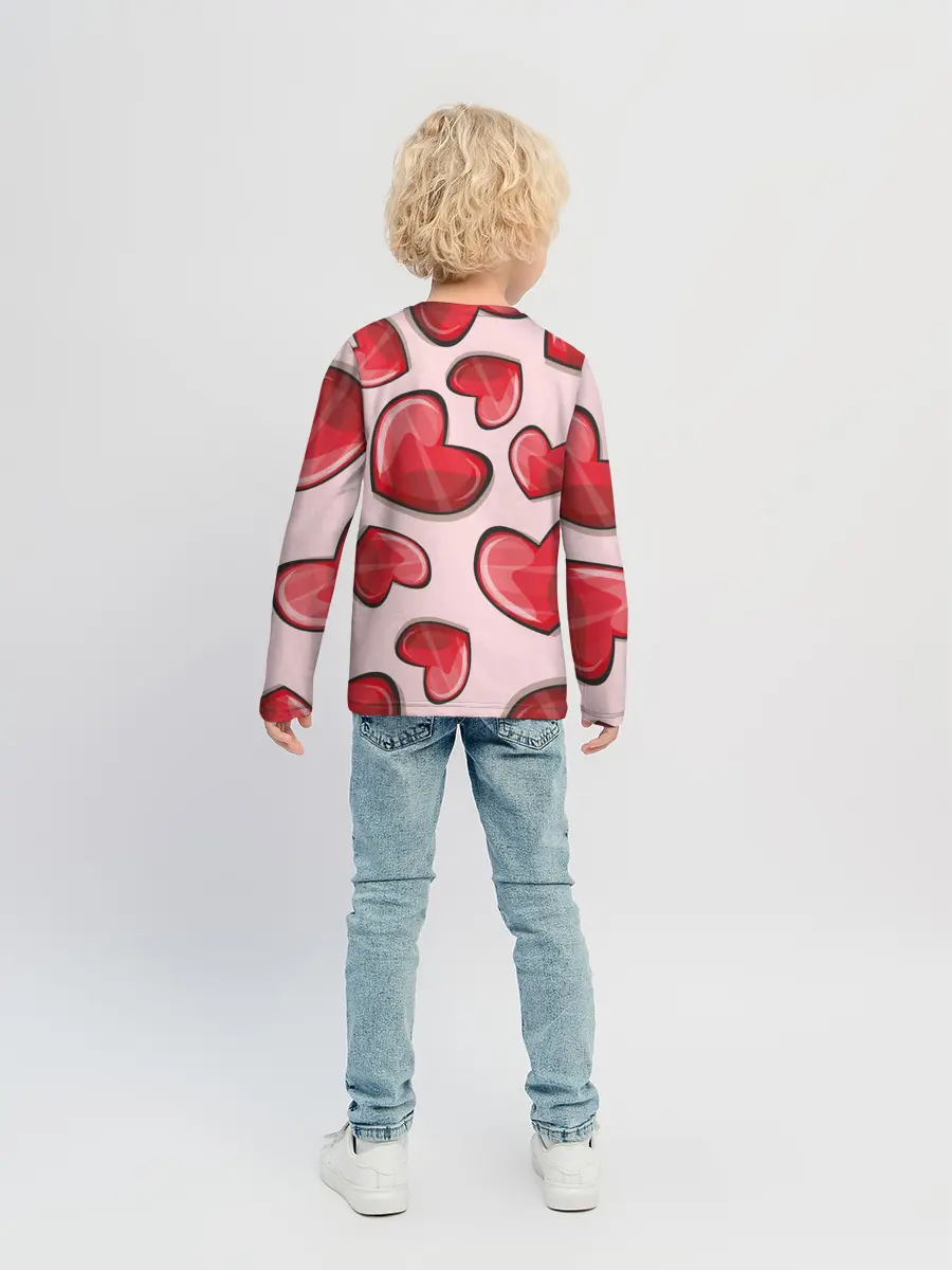 Детский лонгслив / Узор Сердечки для влюбленных