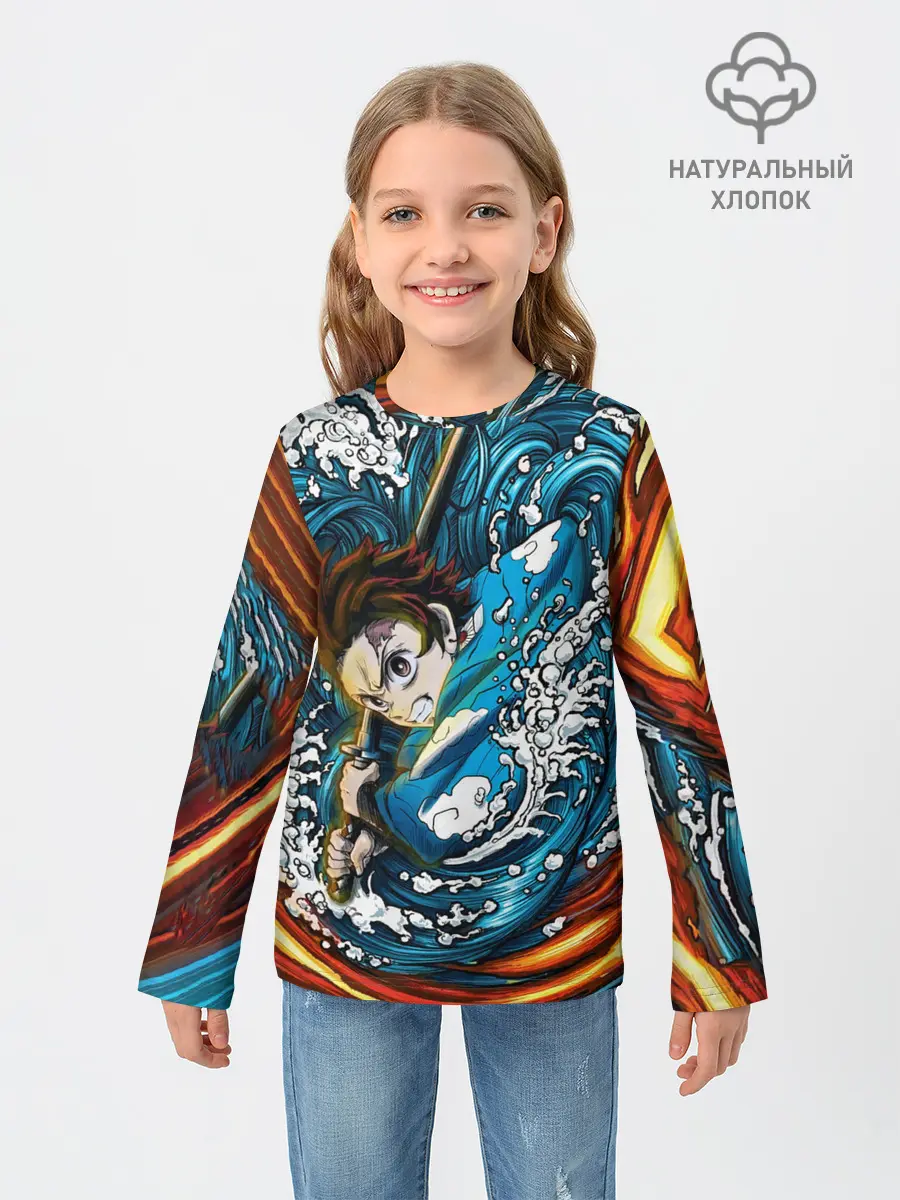 Детский лонгслив / Танджиро Камадо Клинок демонов