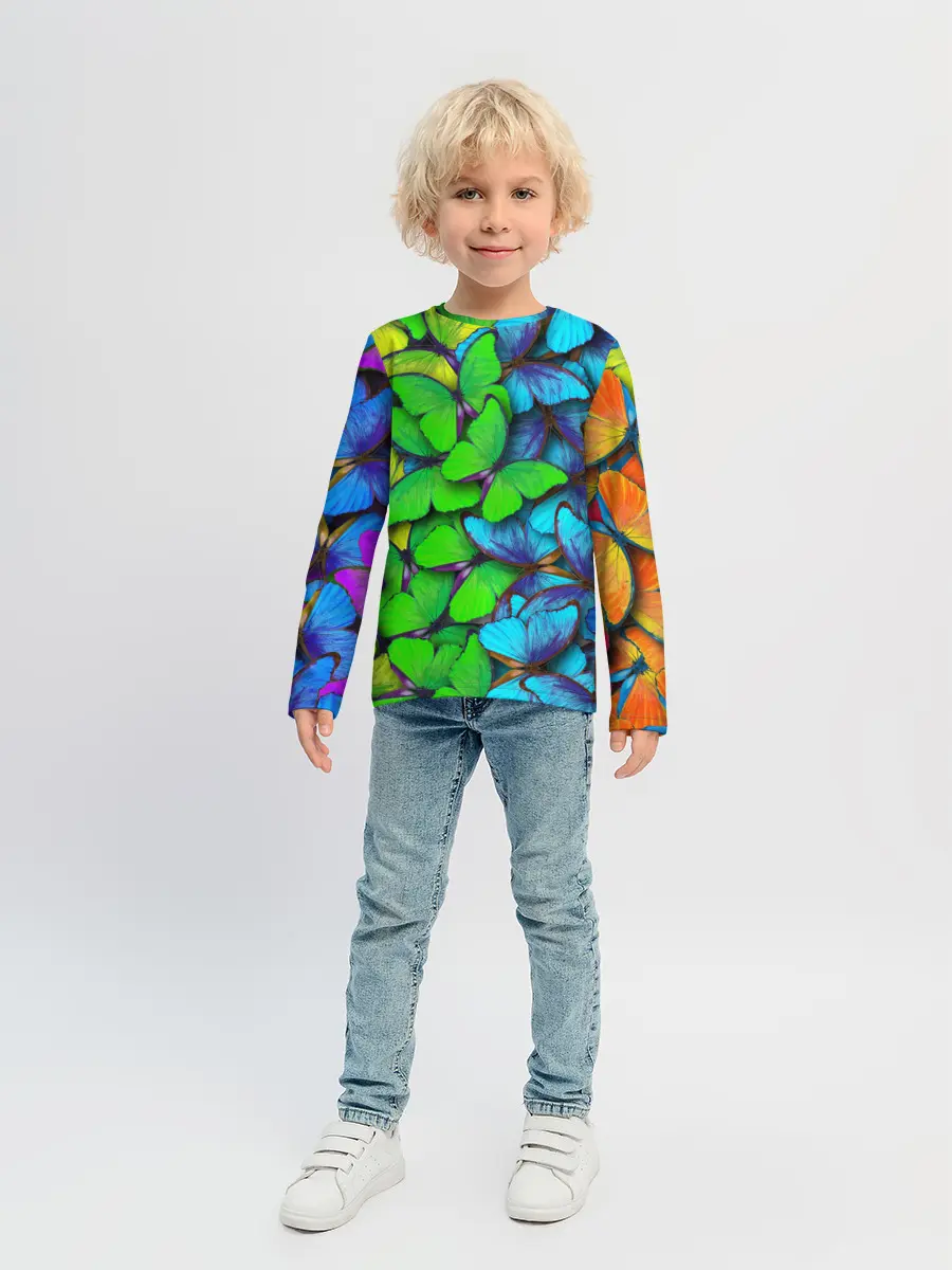 Детский лонгслив / Радужные бабочки