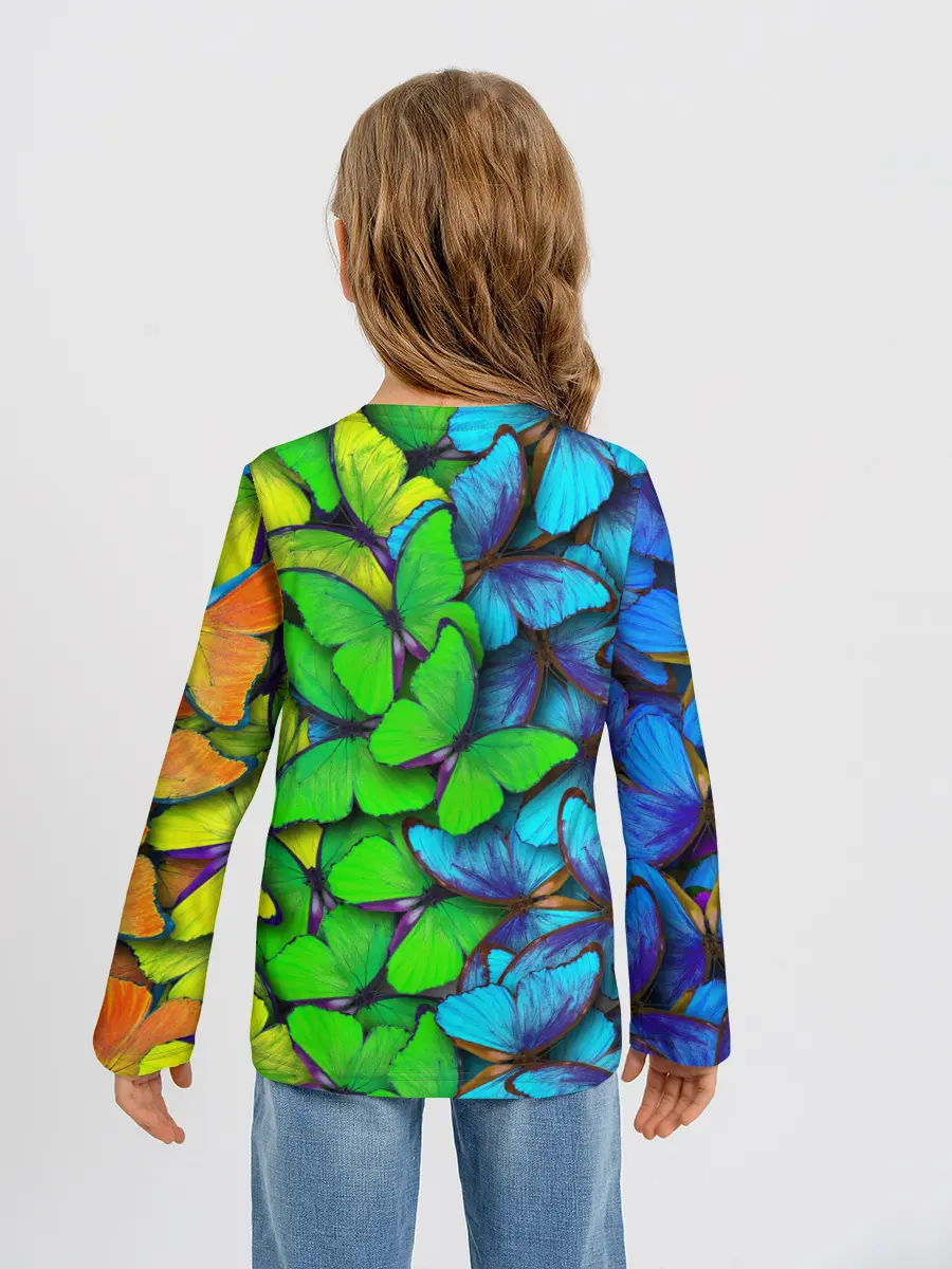 Детский лонгслив / Радужные бабочки