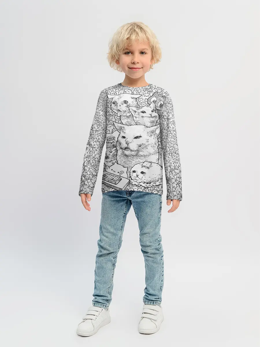 Детский лонгслив / Коты мемы кошки