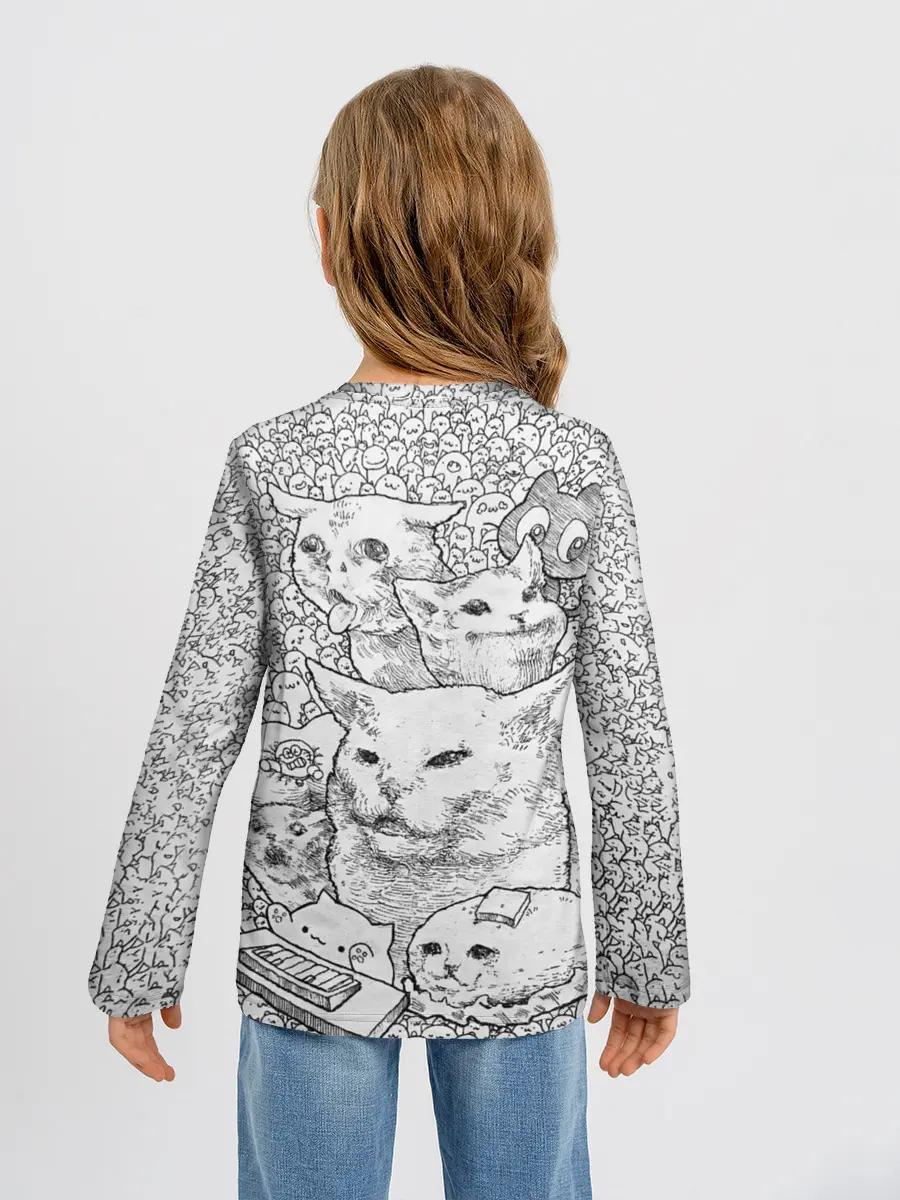 Детский лонгслив / Коты мемы кошки