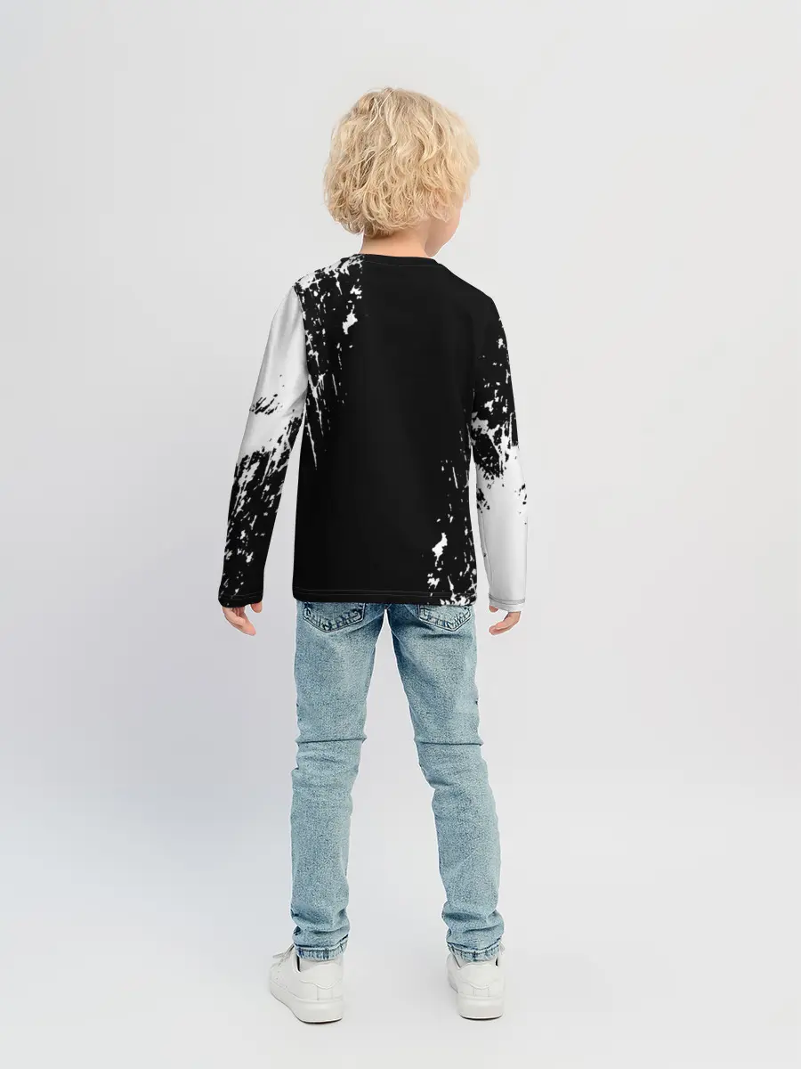 Детский лонгслив / Черный Клевер затертый фон