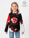 Детский лонгслив / Черный Клевер с ярким красным куском