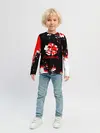 Детский лонгслив / Черный Клевер с ярким красным куском