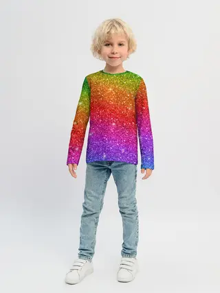 Детский лонгслив / Блестки радуги
