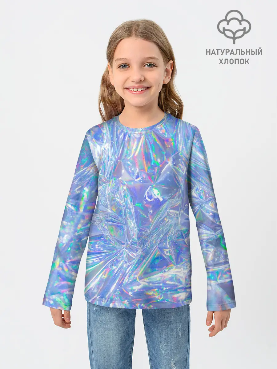 Детский лонгслив / 3d ice glitch