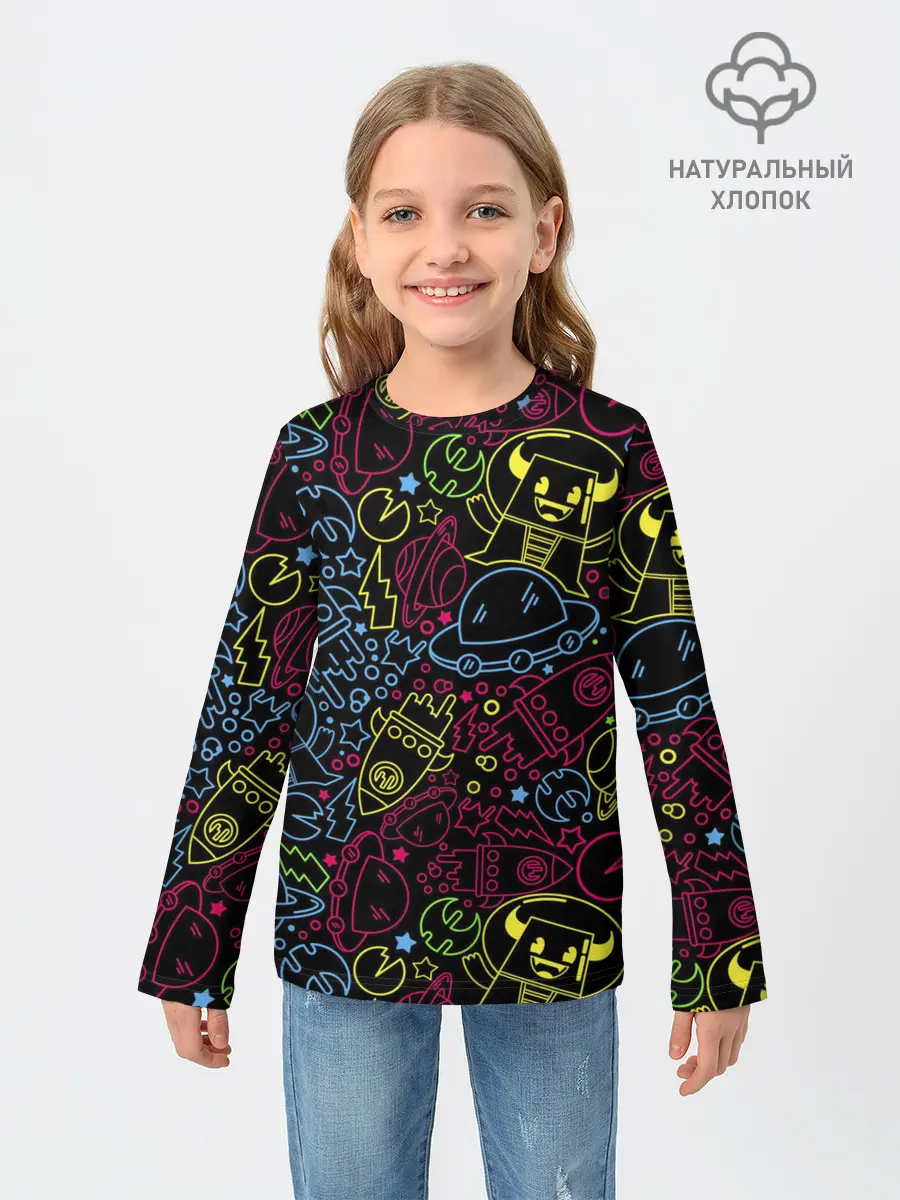 Детский лонгслив / КОСМИЧЕСКИЙ НЕОН