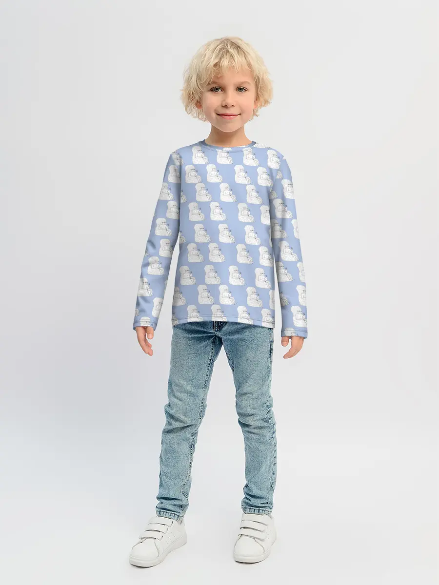 Детский лонгслив / Голубой мегамозг
