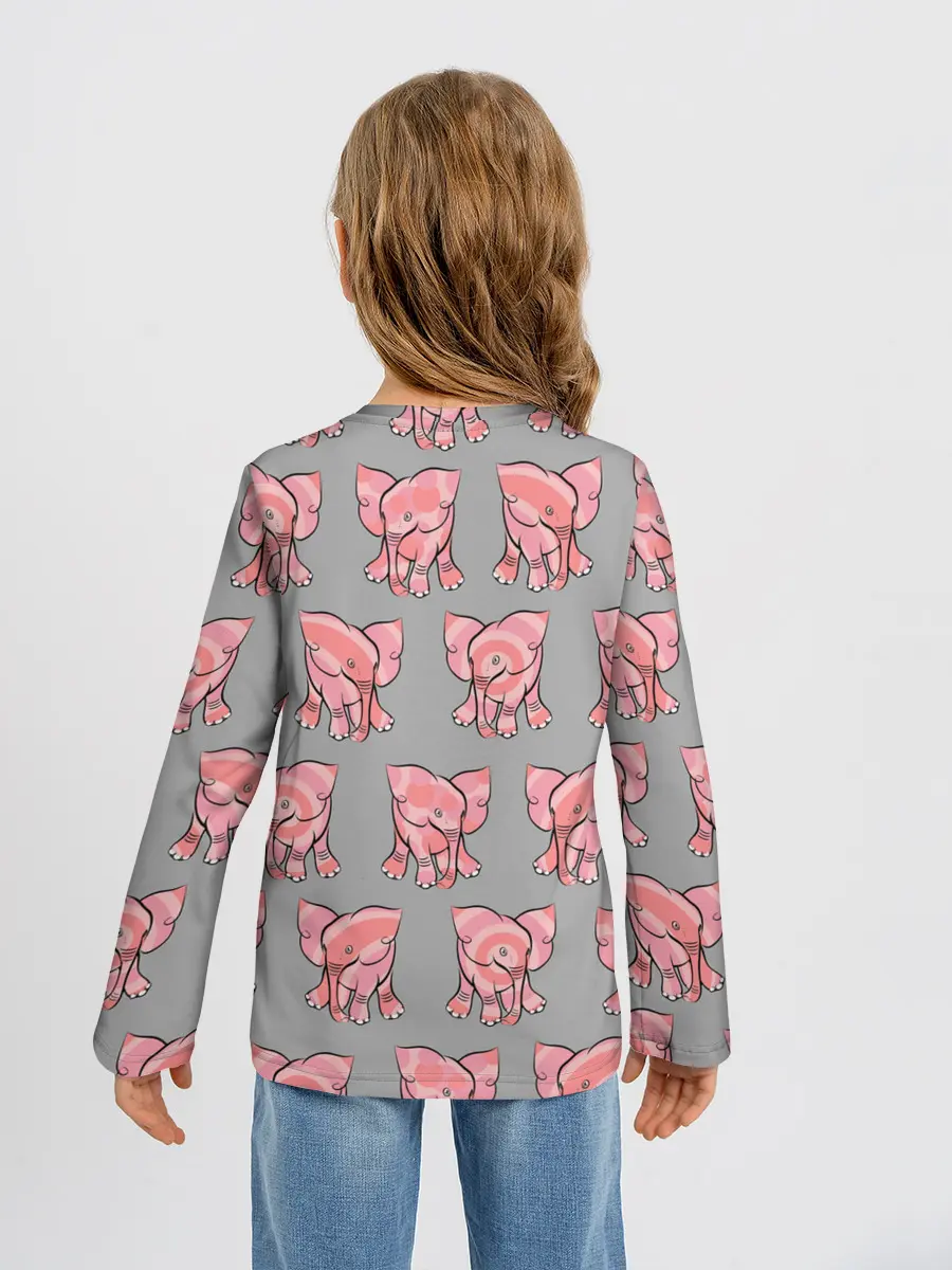 Детский лонгслив / РОЗОВЫЕ СЛОНИКИ ПАТТЕРН