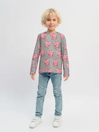 Детский лонгслив / РОЗОВЫЕ СЛОНИКИ ПАТТЕРН
