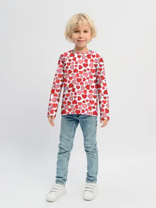 Детский лонгслив / Сердечки паттерн