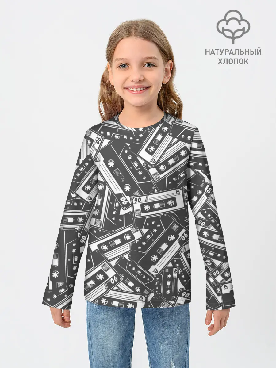 Детский лонгслив / retro pattern