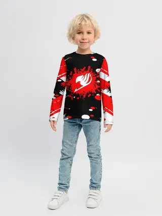 Детский лонгслив / Хвост Феи красно-черная геометрия