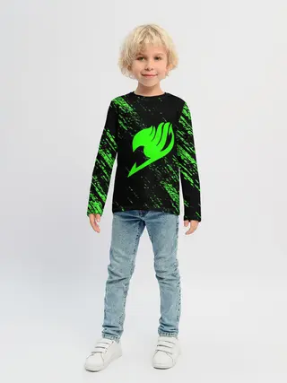 Детский лонгслив / Хвост Феи зеленая диагональ