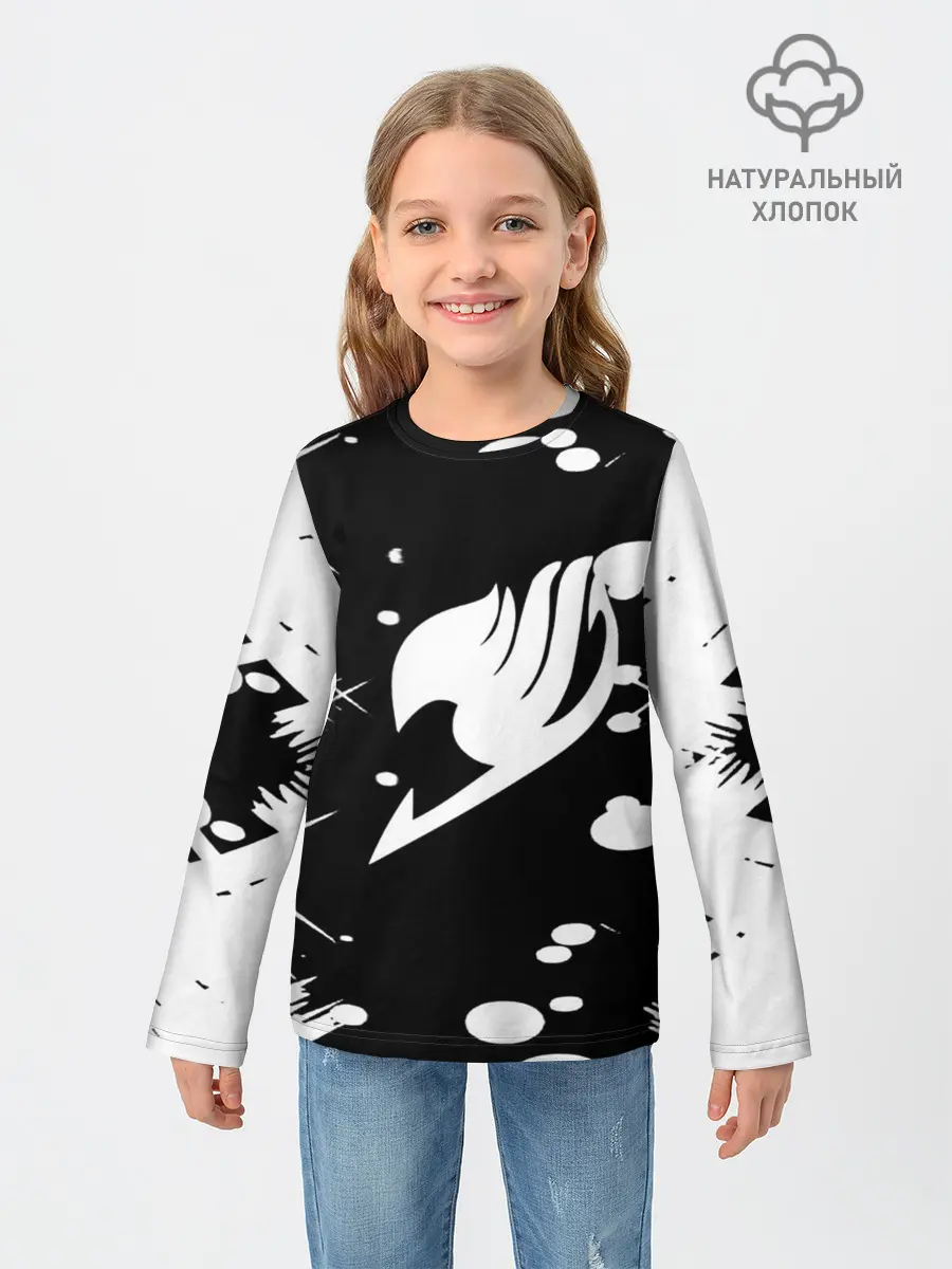 Детский лонгслив / Хвост Феи геометрия в чб