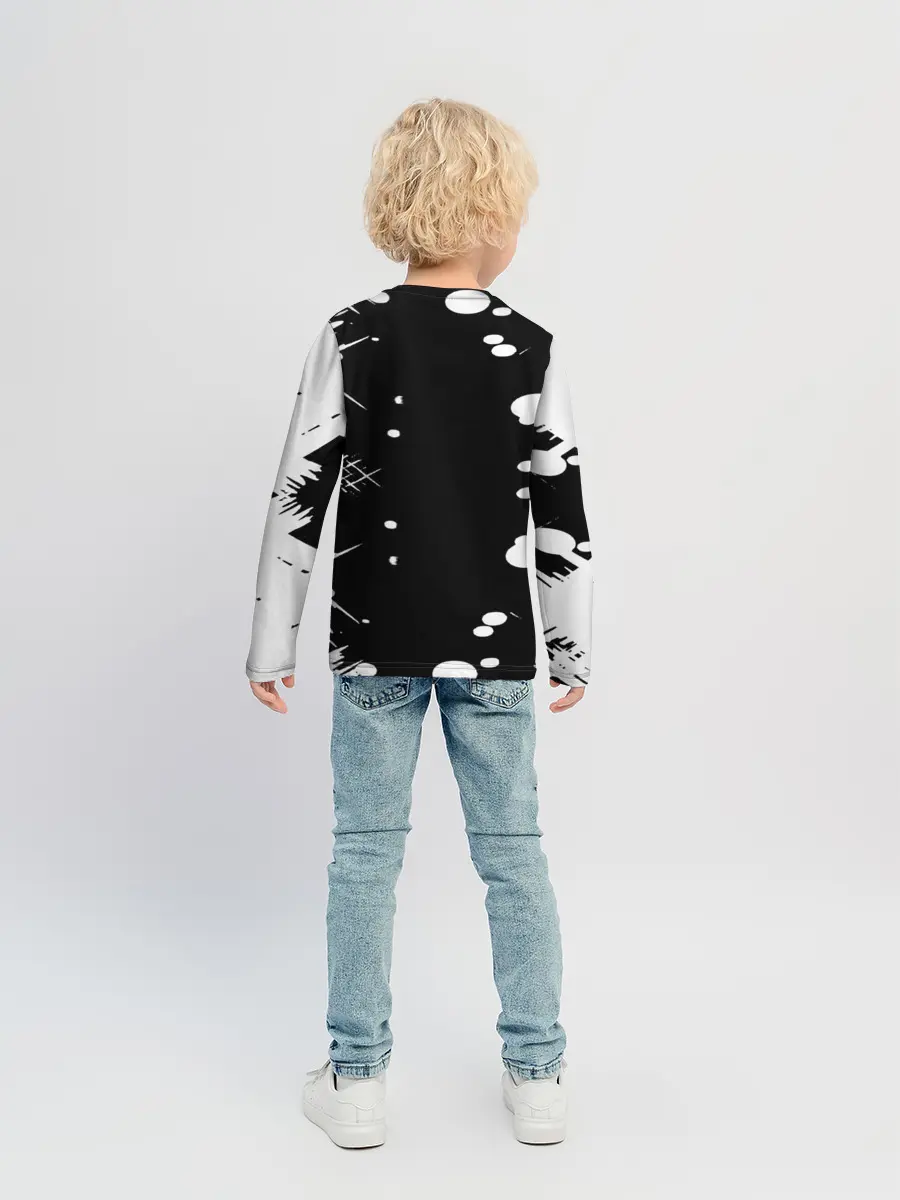 Детский лонгслив / Хвост Феи геометрия в чб