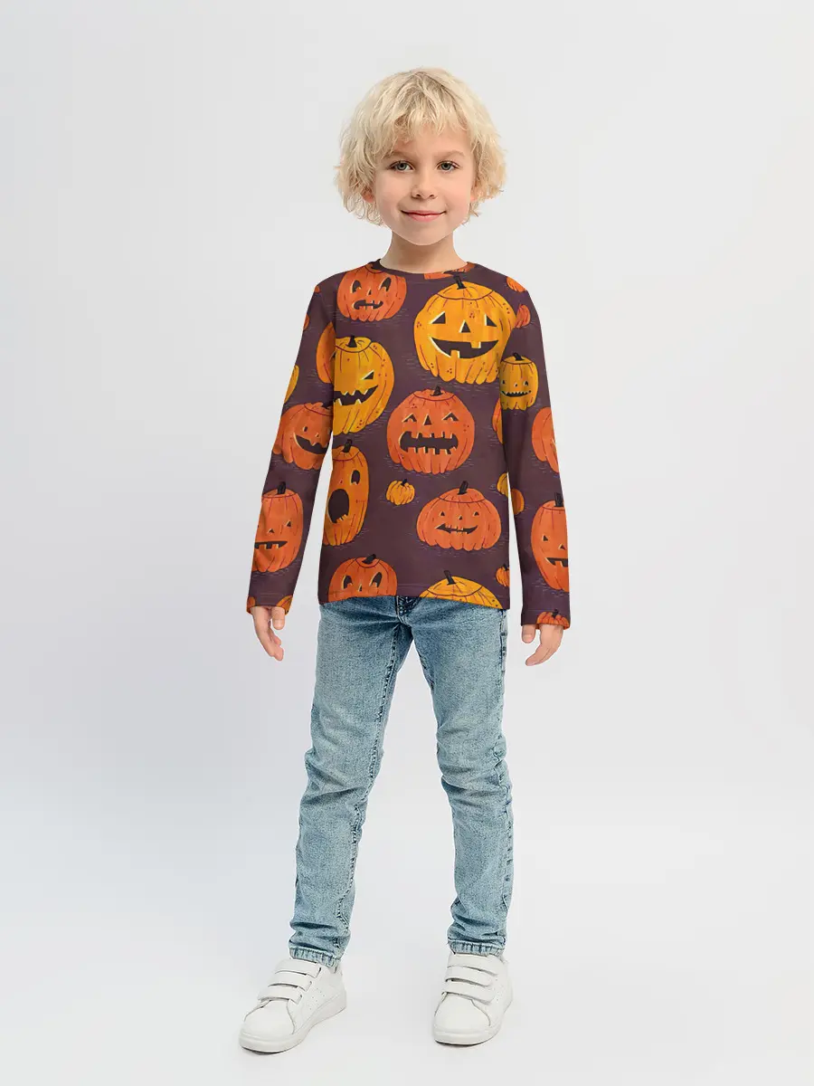 Детский лонгслив / Весёлые тыквы